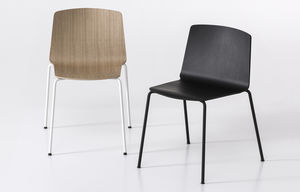 contemporary chair / upholstered / with armrests / stackable