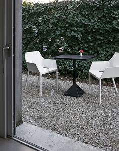 contemporary chair / stackable / with armrests / polypropylene