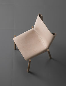 contemporary chair / metal / wooden / leather