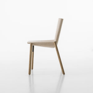 contemporary chair / metal / leather / wooden