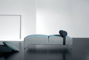 contemporary upholstered bench / fabric / blue