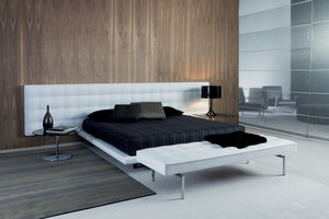 double bed / contemporary / upholstered / wooden