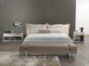 contemporary upholstered bench / polyurethane / contract / beige