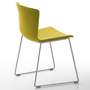 contemporary chair / upholstered / sled base / fabric