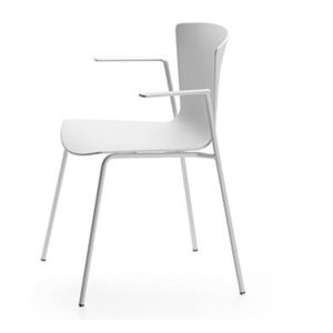 contemporary chair / with armrests / fabric / plywood