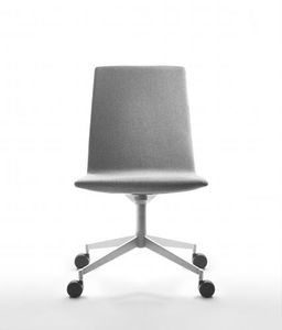 contemporary conference chair / upholstered / on casters / fabric