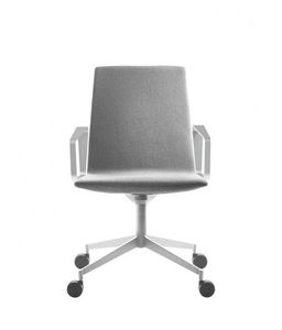 contemporary conference chair / upholstered / with armrests / on casters