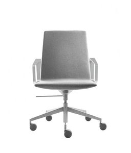 contemporary conference chair / upholstered / with armrests / on casters