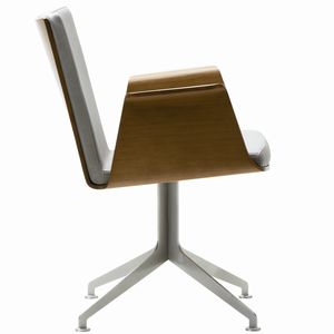 contemporary visitor chair / with armrests / upholstered / swivel