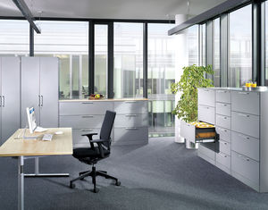 low filing cabinet / steel / with drawers / contemporary