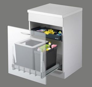 container trash can / kitchen / wooden / plastic