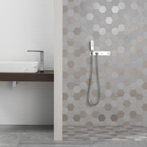 indoor mosaic tile / bathroom / wall / marble