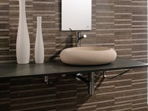 countertop washbasin / round / natural stone / contemporary