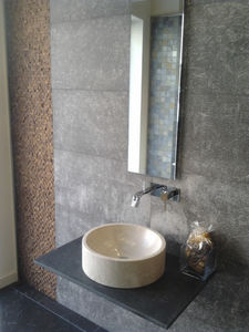countertop washbasin / round / natural stone / contemporary
