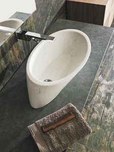 countertop washbasin / round / natural stone / contemporary