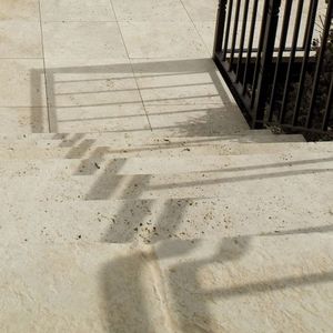 outdoor tile / for floors / travertine / aged