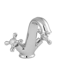 double-handle washbasin mixer tap / free-standing / chromed metal / bathroom