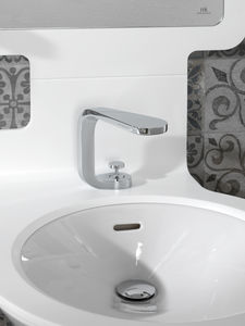 washbasin double-handle mixer tap / free-standing / chromed metal / bathroom
