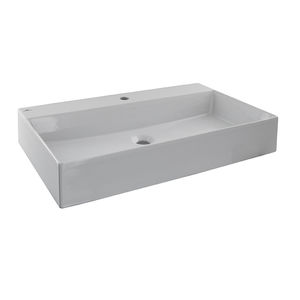 wall-mounted washbasin / rectangular / ceramic / contemporary