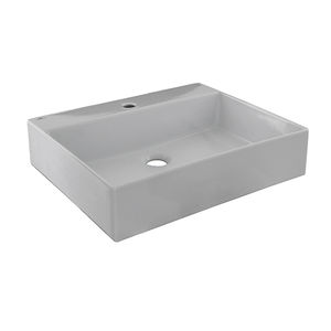wall-mounted washbasin / rectangular / ceramic / contemporary