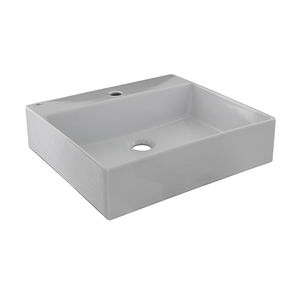 wall-mounted washbasin / rectangular / ceramic / contemporary