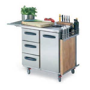 stainless steel prep table / with storage compartment