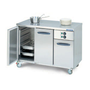 stainless steel prep table / with storage compartment / warming