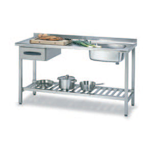 stainless steel prep table / with sink