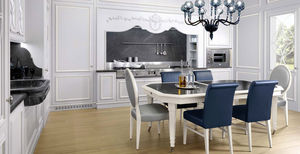 traditional kitchen / lacquered wood / L-shaped / with handles