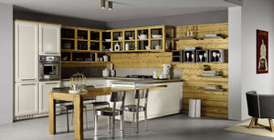 contemporary kitchen / wooden / U-shaped / lacquered