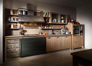 contemporary kitchen / ash / with integrated handle