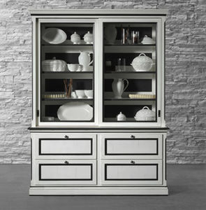 traditional china cabinet / lacquered wood / solid wood