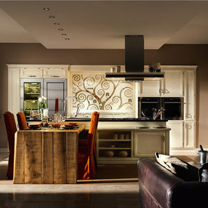 contemporary kitchen / wood veneer / island