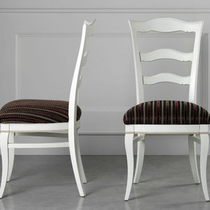 traditional chair / upholstered / fabric / solid wood