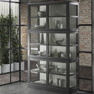 traditional china cabinet / lacquered wood / solid wood
