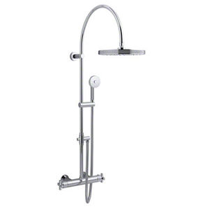 wall-mounted shower set / contemporary / thermostatic / with fixed-column shower head