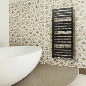 hot water towel radiator / electric / steel / chrome