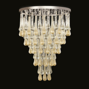 contemporary ceiling light / round / metal / blown glass
