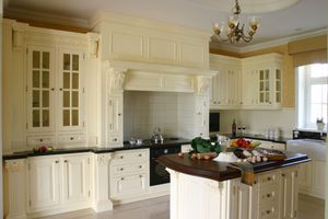 classic kitchen / solid wood / island / matte