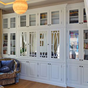 wall-mounted bookcase / traditional / wooden / glass-front