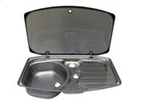 1-bowl kitchen sink / stainless steel / with drainboard