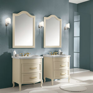 natural stone washbasin cabinet / glass / solid wood / quartz