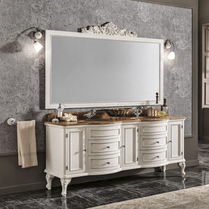 double washbasin cabinet / solid wood / quartz / ceramic