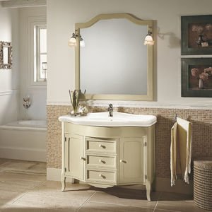 natural stone washbasin cabinet / glass / solid wood / quartz