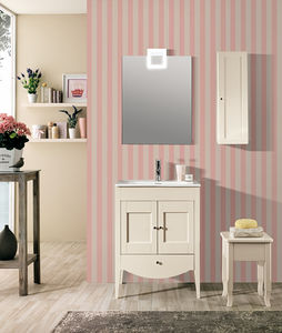free-standing washbasin cabinet / wooden / traditional / with mirror
