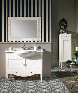 free-standing washbasin cabinet / wooden / traditional / with mirror