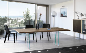 contemporary table / wooden / glass / rectangular