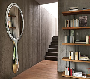 wall-mounted mirror / contemporary / oval / metal