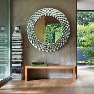 wall-mounted mirror / contemporary / rectangular / round