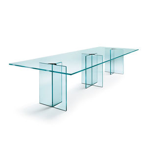contemporary boardroom table / glass / rectangular / transparent